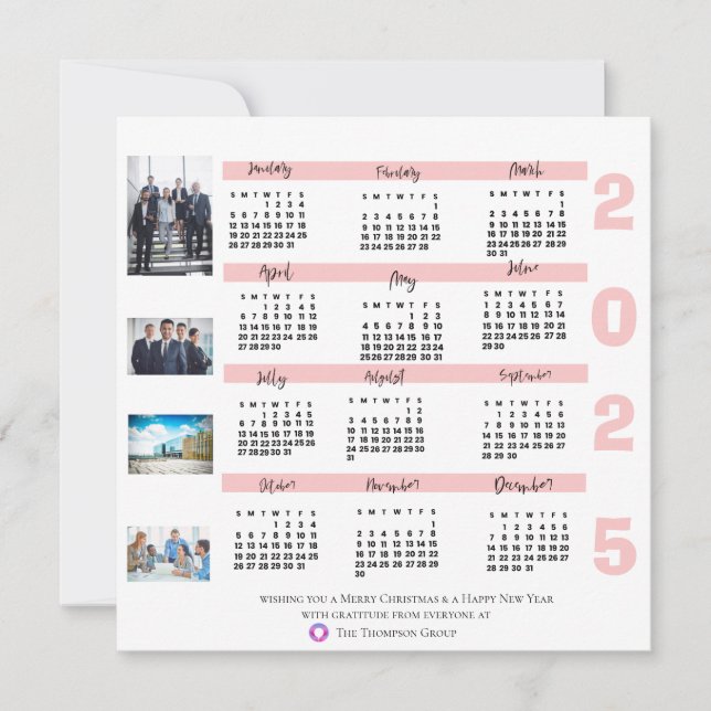 2025 Calendar Photo Corporate Christmas New Year  Card (Front)