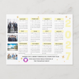 2025 Calendar Photo Corporate Christmas New Year Postcard