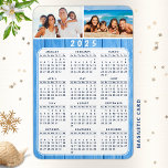 2025 Calendar Photo Magnet for Fridge Blue<br><div class="desc">Create a personalized 2025 calendar magnet with two personal photos. Blue wooden background decorates this calendar for fridge. It's a perfect gift idea for family, couples, grandparents, and friends for Thanksgiving Day, Christmas, New Year or any occasion. This 2025 full year calendar is also a cute idea for a beach...</div>