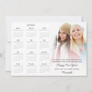 2025 Calendar Photo Motivational New Year Holiday Card