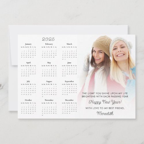 2025 Calendar Photo Motivational New Year Holiday Card