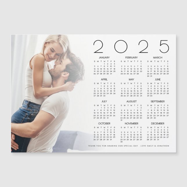 2025 Calendar Photo Overlay Newlywed Wedding Favor (Front)