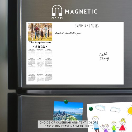 2025 Calendar Photo Personalized Magnetic Dry Erase Sheet