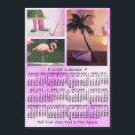2025 Calendar Pink Watercolor Custom Photos Magnet<br><div class="desc">This 2025 year, 3-photo and custom text / personalized monthly calendar fridge magnet shows the days of the week for each month in classic, professional-looking black with a pink background that has a watercolor effect and abstract stars. This pretty, bold yearly calendar to help you conquer the new year. Always...</div>