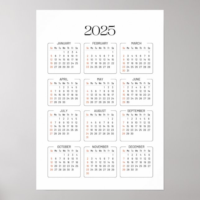 2025 Calendar  Poster (Front)