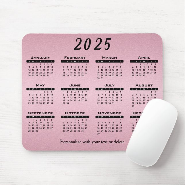 2025 Calendar Pretty Pink - Year Mouse Pad (With Mouse)