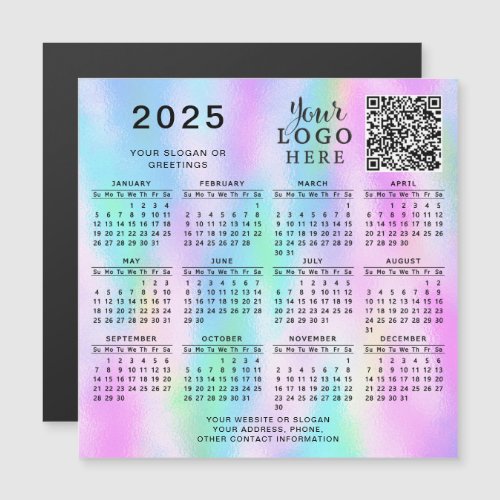 2025 Calendar QR Code Business Logo Colorful Ombre