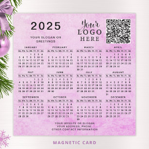 2025 Calendar QR Code Business Logo Pink Magnet