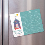 2025 Calendar Real Estate Agent Beach House Magnet<br><div class="desc">Present your best self to your clients and make sure they remember you year-round with this chic, elegant, 2025 calendar magnet card. A colorful navy blue and red, simple, playful, graphic beach house and bold turquoise, navy blue and red typography overlay a clean white background on left. A simple, modern...</div>