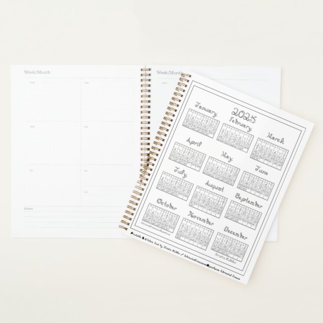2025 Calendar Silver Gray Fabric Font Planner (Display)