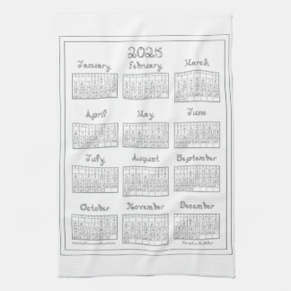 2025 Calendar Silver Gray Fabric Font Sewing Theme Kitchen Towel