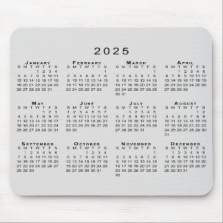 2025 Calendar Simple Gray and Black Mouse Pad