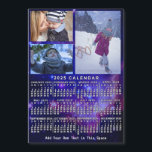2025 Calendar Space Nebula 3 Custom Photos Magnet<br><div class="desc">This 2025 year, 3-photo and custom text / personalized monthly calendar fridge magnet shows the days of the week for each month in white on an outer-space background made of the Small Magellanic Cloud tinted blue. This calendar is perfect for the space geek / science / astronomy fan and anyone...</div>