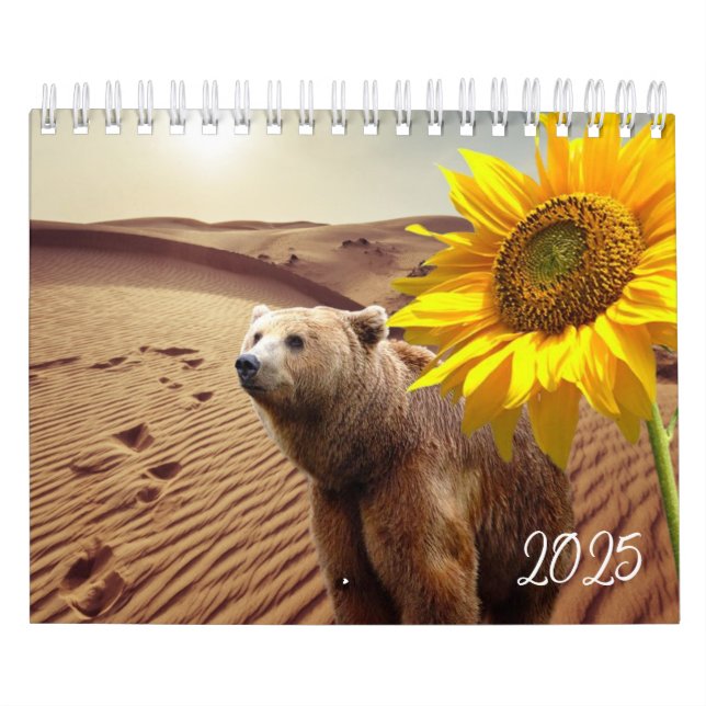 2025 Calendar Sunflower Bear Nature (Cover)