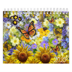 2025 Calendar Sunflower Butterfly