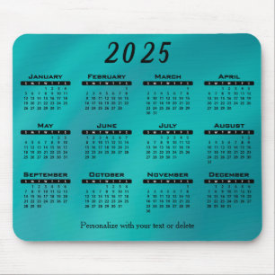 2025 Calendar Teal - Year Mouse Pad