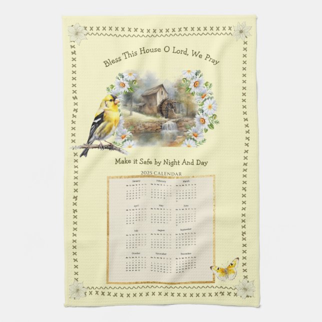 2025 Calendar Towel Kitchen Prayer House Blessing (Vertical)