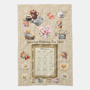 2025 Calendar Towel Saturday Morning Tea Time