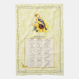 2025 Calendar Towel Yellow Goldfinch