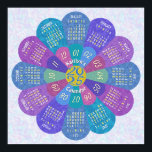 2025 Calendar Unique Boho Purple Flower Custom Poster<br><div class="desc">Keep track of the date in 2025 with this beautiful, personalized calendar wall poster. This unique design forms the shape of a flower, with the calendar months in a circle on its petals. It has a retro hippie / bohemian look, with a swirled background. The colors are all shades of...</div>