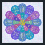 2025 Calendar Unique Boho Purple Flower Custom Poster<br><div class="desc">Keep track of the date in 2025 with this beautiful, personalized calendar wall poster. This unique design forms the shape of a flower, with the calendar months in a circle on its petals. It has a retro hippie / bohemian look, with a swirled background. The colors are all shades of...</div>