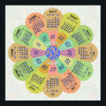 2025 Calendar Unique Boho Retro Flower Custom Name Poster<br><div class="desc">Keep track of the date in 2025 with this beautiful custom calendar poster. This unique design forms the shape of a flower, with the calendar months in a circle on its petals. It has a retro hippie / bohemian look, with a swirled background. The colors are all shades of green,...</div>
