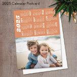 2025 Calendar - vertical photo subject bottom Postcard<br><div class="desc">A modern and basic 2025 calendar with your favorite vertical photo. Use a photo with the subject at the bottom 1/3 of the photo.</div>