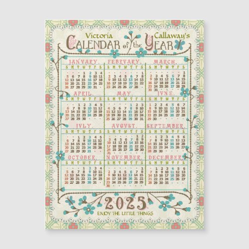 2025 Calendar Victorian Art Nouveau Small Magnet