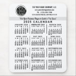 2025 Calendar White Custom Business Logo Name Easy Mouse Pad<br><div class="desc">These professional-looking 2025 calendar mousepads are perfect for your company office branding. They have large, easy-to-read, bold numbers in black on white. Above that, brand your business with your corporate logo, business name, website, phone, address, and a slogan. Keep the date and all your company information at your fingertips with...</div>