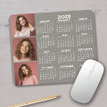 2025 Calendar with 3 Photo Collage - taupe Mouse Pad<br><div class="desc">A 3 photo collage with a 2025 calendar. A fun item for the New Year. Add 3 square photos to this design.</div>