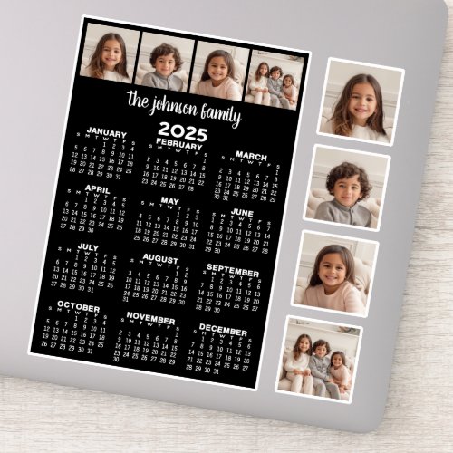 2025 Calendar with 4 Photo Collage and 4 square Sticker