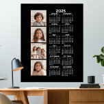 2025 Calendar with 4 Photo Collage - black Poster<br><div class="desc">A 4 photo collage with a 2025 calendar. A fun item for the New Year. Add 4 square photos to this design. With a little bit of work,  you can change the background color and the calendar color when you click on the customize option and choose different colors.</div>