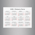 2025 Calendar with Business Name White Magnet<br><div class="desc">Professional, minimal magnet card features a 2025 calendar with black weekdays and red weekend dates on a white background. Add your company's name or website in the sidebar. (Changing the 2025 year text will NOT change the calendar.) Includes an envelope for easy sending (or get it without one in the...</div>