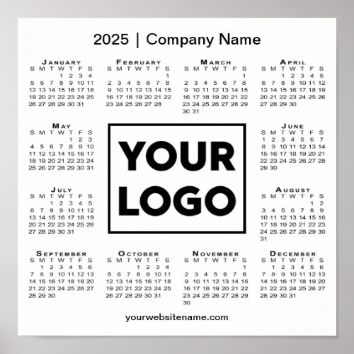 2025 Calendar with Company Logo and Name Poster