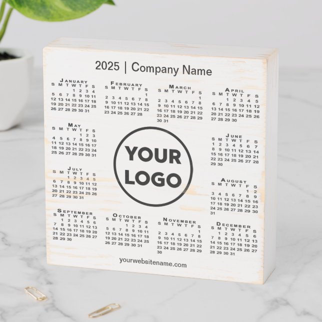 2025 Calendar with Company Logo and Name Wooden Box Sign (In Situ Horizontal)