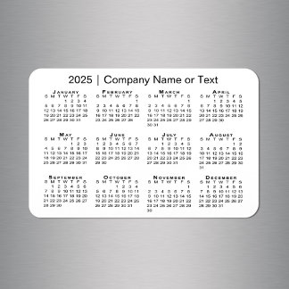 2025 Calendar with Custom Text White Magnet