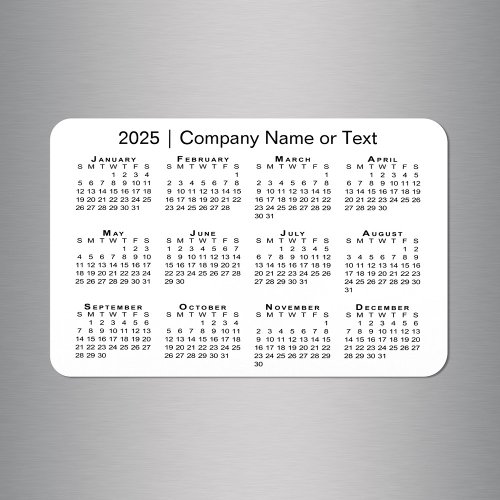 2025 Calendar with Custom Text White Magnet