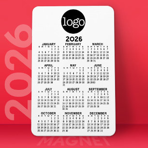 2025 Calendar with Logo Basic Black White Minimal Magnet