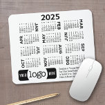 2025 Calendar with logo, Contact Information White Mouse Pad<br><div class="desc">Add a logo with a 2025 calendar and room to add a few lines of text. The calendar is above your business branding. ---------You can change colors in the advanced design area------- A fun item for the New Year to use as a company giveaway. You can change colors in the...</div>