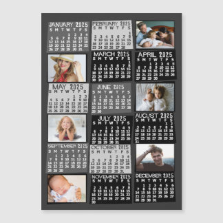 2025 Calendar Year Black Mod Photo Collage Magnet