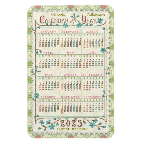 2025 Calendar Year Custom  Victorian Art Nouveau Magnet