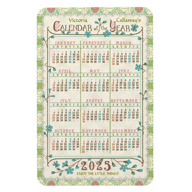 2025 Calendar Year Custom | Victorian Art Nouveau Magnet (Vertical)