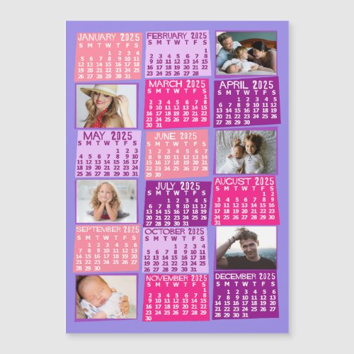 2025 Calendar Year Cute Mod Photo Collage Magnet