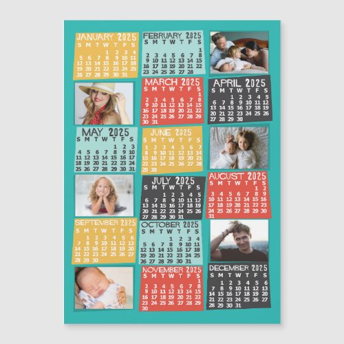 2025 Calendar Year Modern Photo Collage Magnet