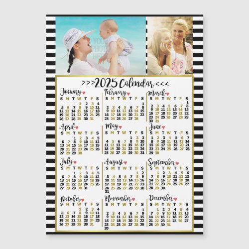 2025 Calendar Year Stripes  Custom Photos Magnet