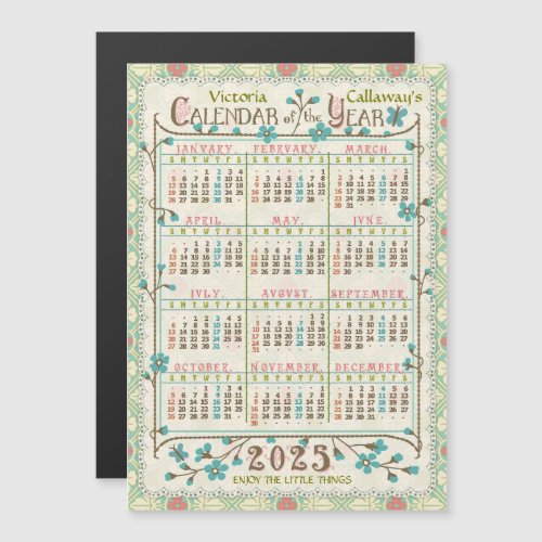 2025 Calendar Year  Victorian Art Nouveau Custom Magnetic Invitation