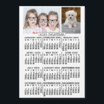 2025 Calendar Year White | Photo Template Magnet<br><div class="desc">This personalized 2025 year monthly calendar fridge magnet shows the days of the week for each month in bold easy-to-read black on a white background. Easily add your own horizontal and vertical photographs to the top. This is a simple, modern calendar magnet to help you conquer the new year. Always...</div>