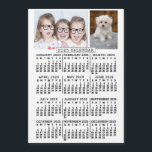 2025 Calendar Year White | Photo Template Magnet<br><div class="desc">This personalized 2025 year monthly calendar fridge magnet shows the days of the week for each month in bold easy-to-read black on a white background. Easily add your own horizontal and vertical photographs to the top. This is a simple, modern calendar magnet to help you conquer the new year. Always...</div>