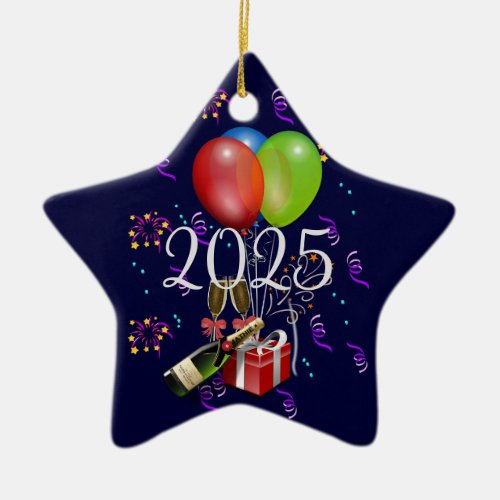 2025 Celebrate time to party  Ceramic Ornament