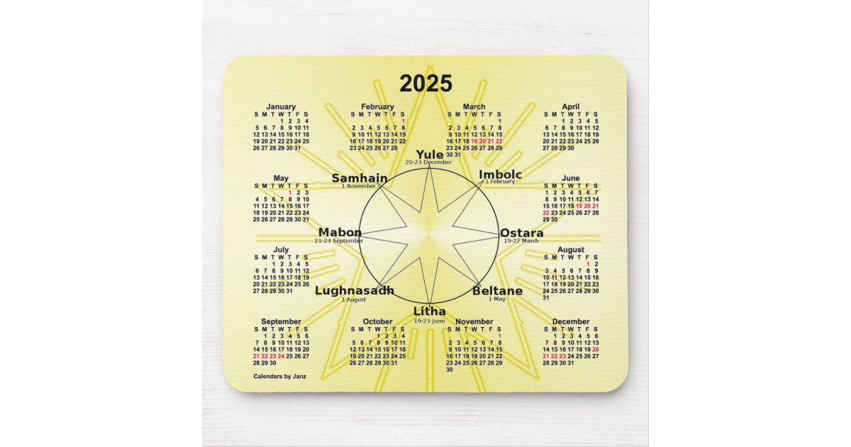 2025 Celtic Wheel of the Year Calendar by Janz Mouse Pad Zazzle